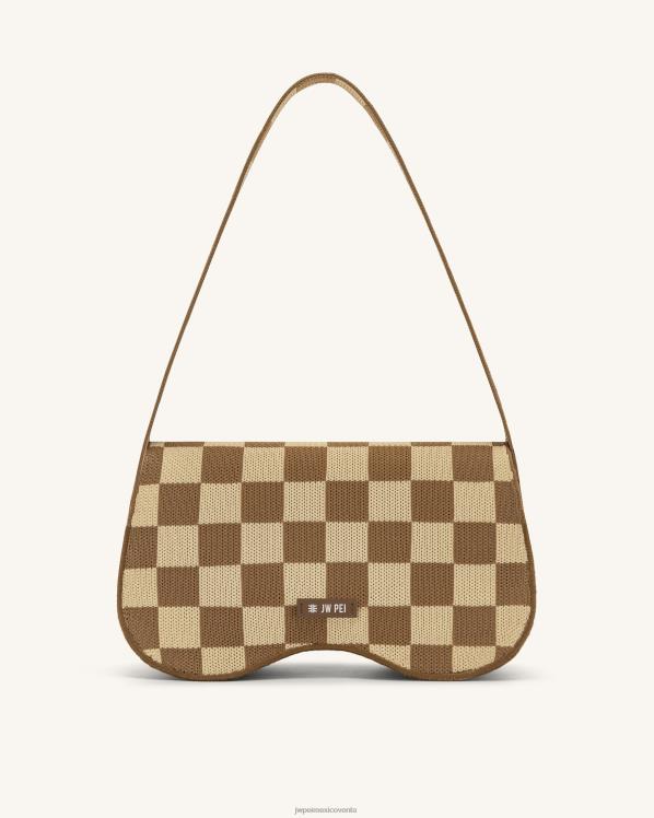 bolsa de hombro JW PEI ZR2BN111 marrón y beige bolsa de hombro becci de punto