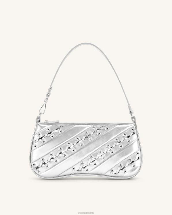 bolsa de hombro JW PEI ZR2BN130 plata bolsa de hombro con tiras metálicas eva