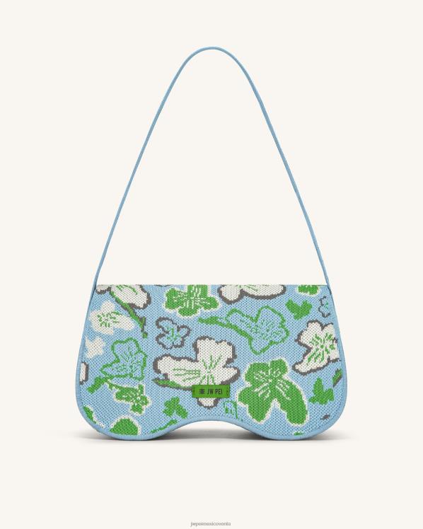 bolsa de hombro JW PEI ZR2BN148 colección de flores - hielo y verde y blanco y gris bolsa de hombro becci de punto