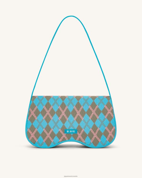 bolsa de hombro JW PEI ZR2BN151 lago azul y gris verde y rosa bolsa de hombro becci de punto