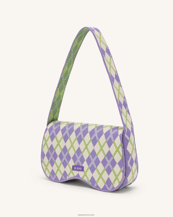 bolsa de hombro JW PEI ZR2BN152 púrpura y marfil y lima bolsa de hombro becci de punto