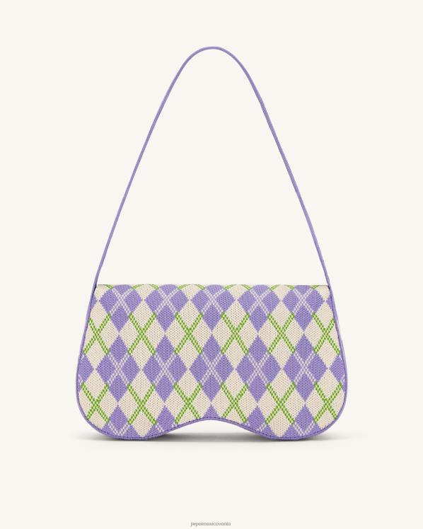 bolsa de hombro JW PEI ZR2BN152 púrpura y marfil y lima bolsa de hombro becci de punto