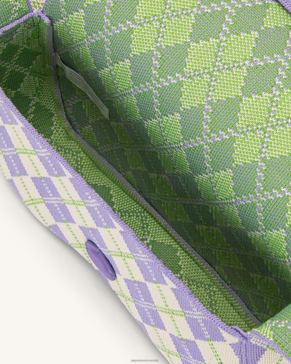 bolsa de hombro JW PEI ZR2BN152 púrpura y marfil y lima bolsa de hombro becci de punto