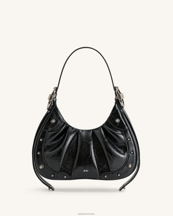 bolsa de hombro JW PEI ZR2BN167 negro bolso de mano estilo hobo con frunces aplastados de gabbi