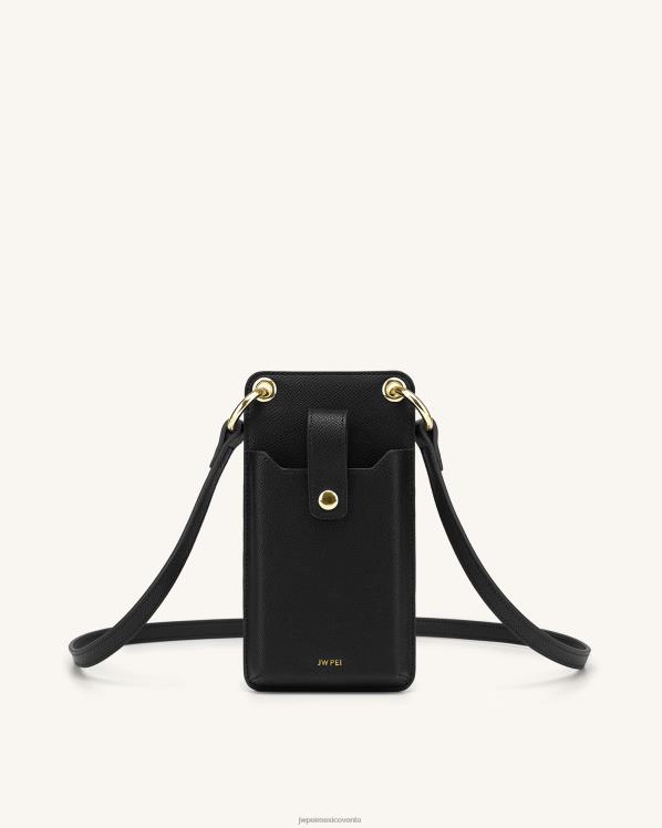bolsa de teléfono JW PEI ZR2BN189 cuero vegano granulado negro bolsa de teléfono quinn