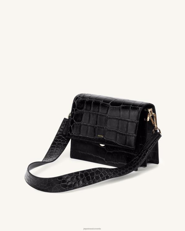 bandolera JW PEI ZR2BN2 cocodrilo negro bandolera mini con solapa