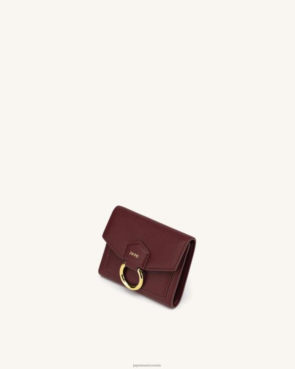 billetera JW PEI ZR2BN297 cuero vegano granulado burdeos billetera estela