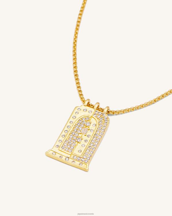 collar JW PEI ZR2BN345 Chapado en oro de 18 quilates y circonita blanca. collar con colgante de arco pequeño romano