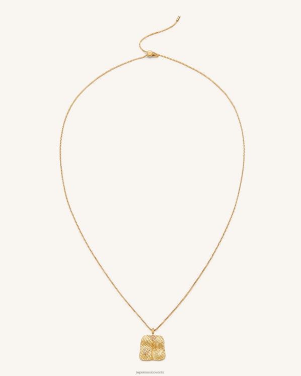 collar JW PEI ZR2BN354 Chapado en oro de 18 quilates y circonita blanca. collar con colgante de abanico de plátano