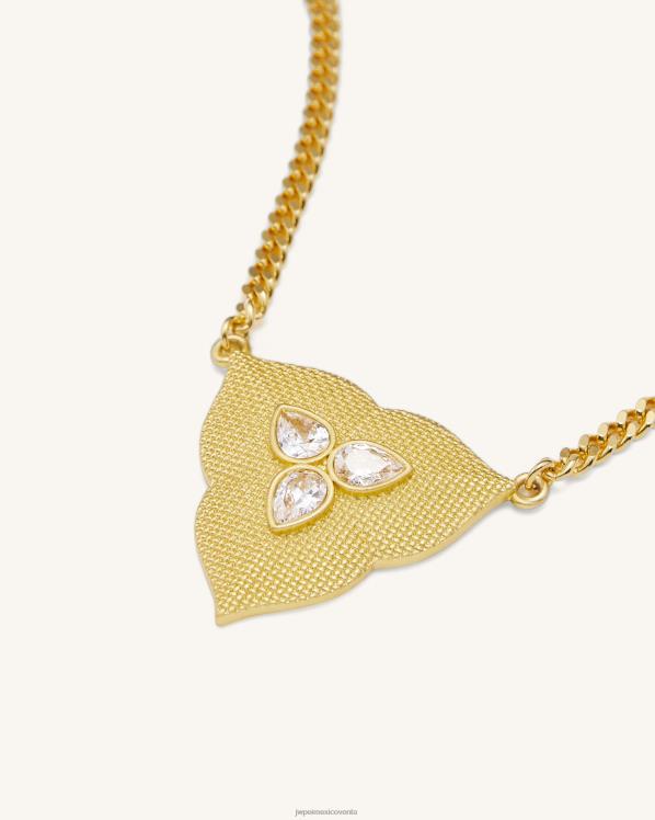 collar JW PEI ZR2BN357 Chapado en oro de 18 quilates y circonita blanca. collar con colgante de hoja
