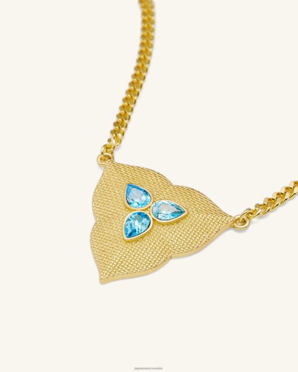 collar JW PEI ZR2BN359 Chapado en oro de 18 quilates y circonita aguamarina. collar con colgante de hoja