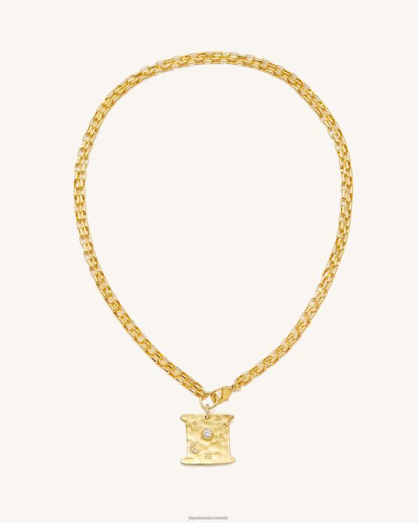 collar JW PEI ZR2BN372 Chapado en oro de 18 quilates y circonita blanca. collar cuadrado cosmos