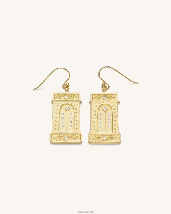 pendientes JW PEI ZR2BN351 Chapado en oro de 18 quilates y circonita blanca. pendientes de arco romano