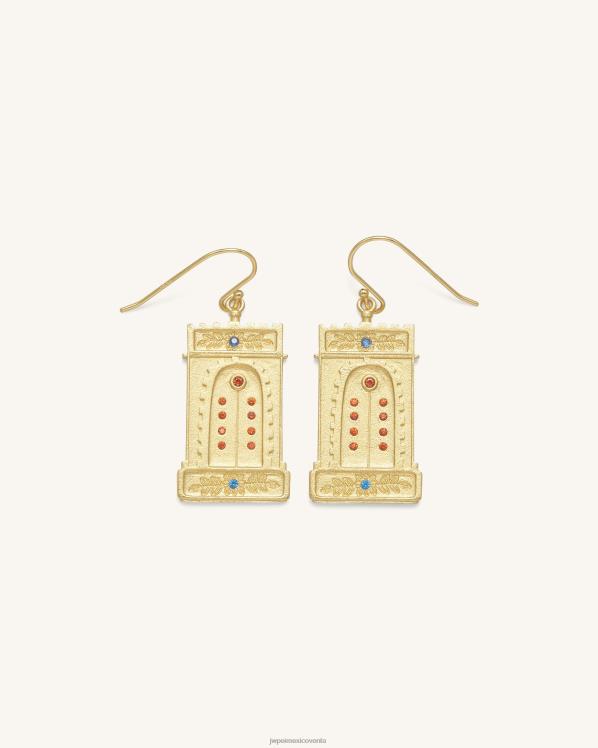 pendientes JW PEI ZR2BN352 Chapado en oro de 18 quilates y circonitas multicolor. pendientes de arco romano