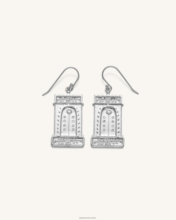 pendientes JW PEI ZR2BN353 Chapado en oro blanco de 18 quilates y circonita blanca. pendientes de arco romano