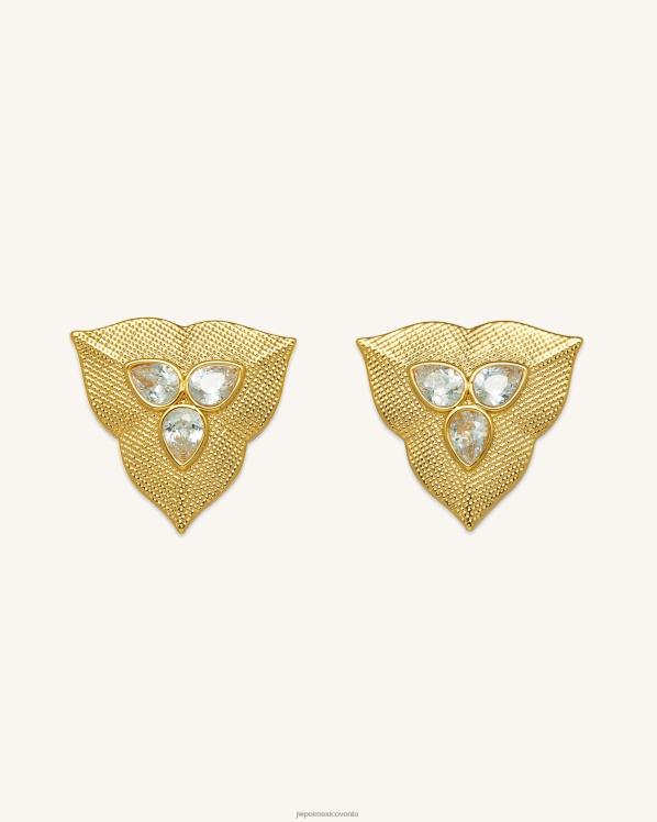 pendientes JW PEI ZR2BN361 Chapado en oro de 18 quilates y circonita blanca. pendientes de hoja