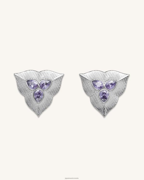 pendientes JW PEI ZR2BN364 Chapado en oro blanco de 18 quilates y circonitas moradas. pendientes de hoja