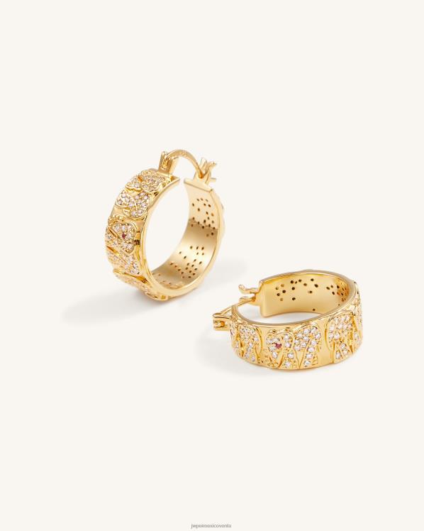 pendientes JW PEI ZR2BN378 Chapado en oro de 18 quilates y circonitas blancas y corindón rojo pendientes de elefante