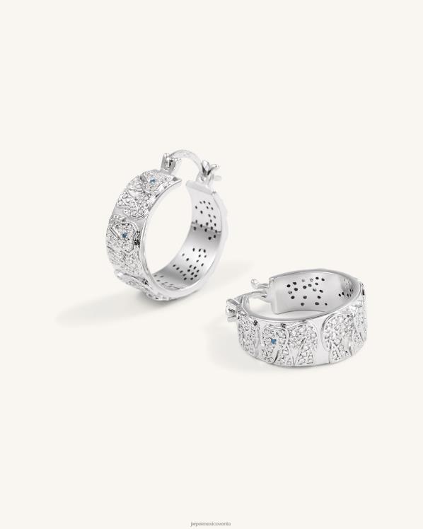 pendientes JW PEI ZR2BN379 Chapado en oro blanco de 18 quilates y circonita blanca y espinela azul pendientes de elefante