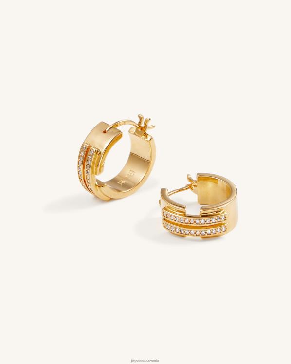 pendientes JW PEI ZR2BN380 Chapado en oro de 18 quilates y circonita blanca. aretes de aro