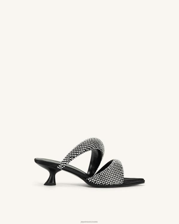 mula JW PEI ZR2BN304 negro sara mule cristal artificial